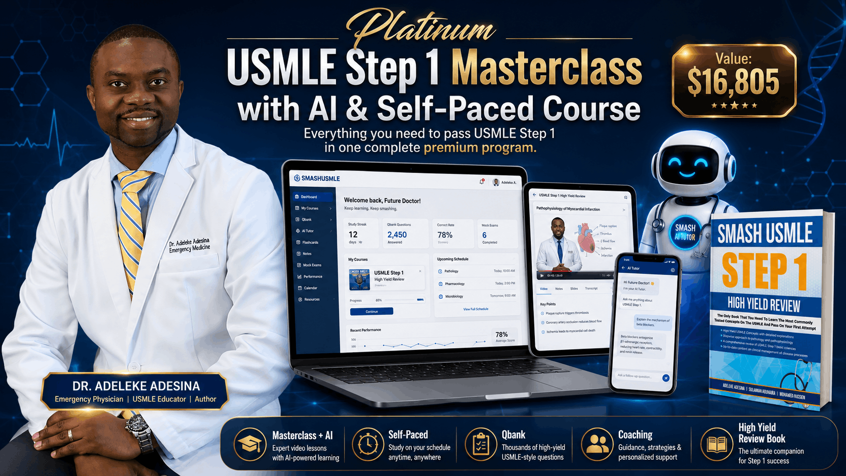 Platinum USMLE Step 1 Masterclass with AI and Self-Paced Course