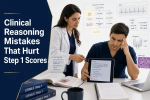 Medical student learning clinical reasoning with physician mentor to improve USMLE Step 1 diagnostic thinking and avoid common reasoning mistakes