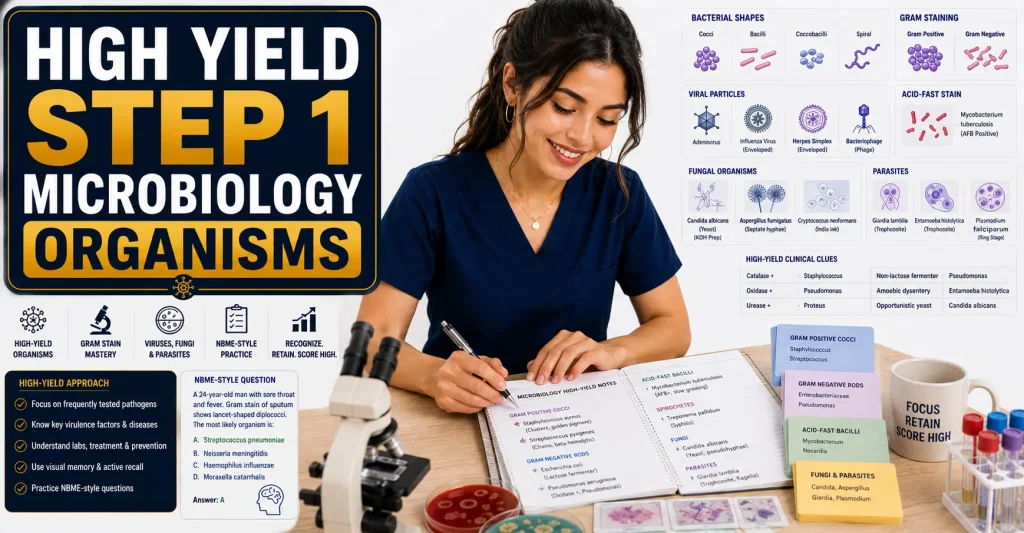 Highest Yield Microbiology Organisms for Step 1