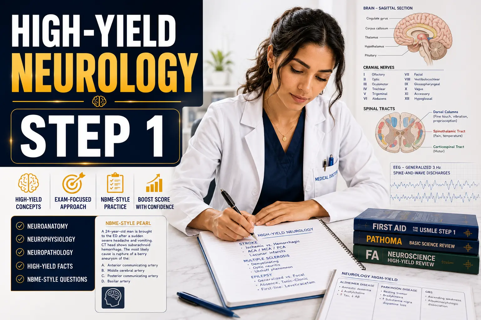 Highest yield neurology topics for USMLE Step 1
