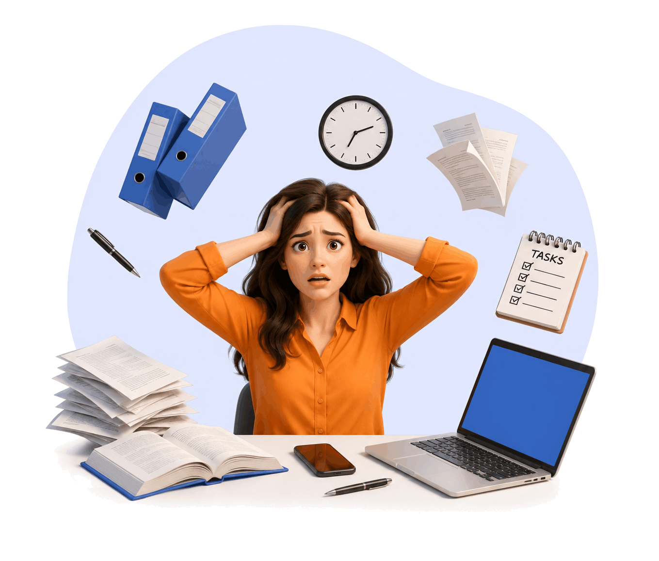 Overwhelmed medical student studying for USMLE