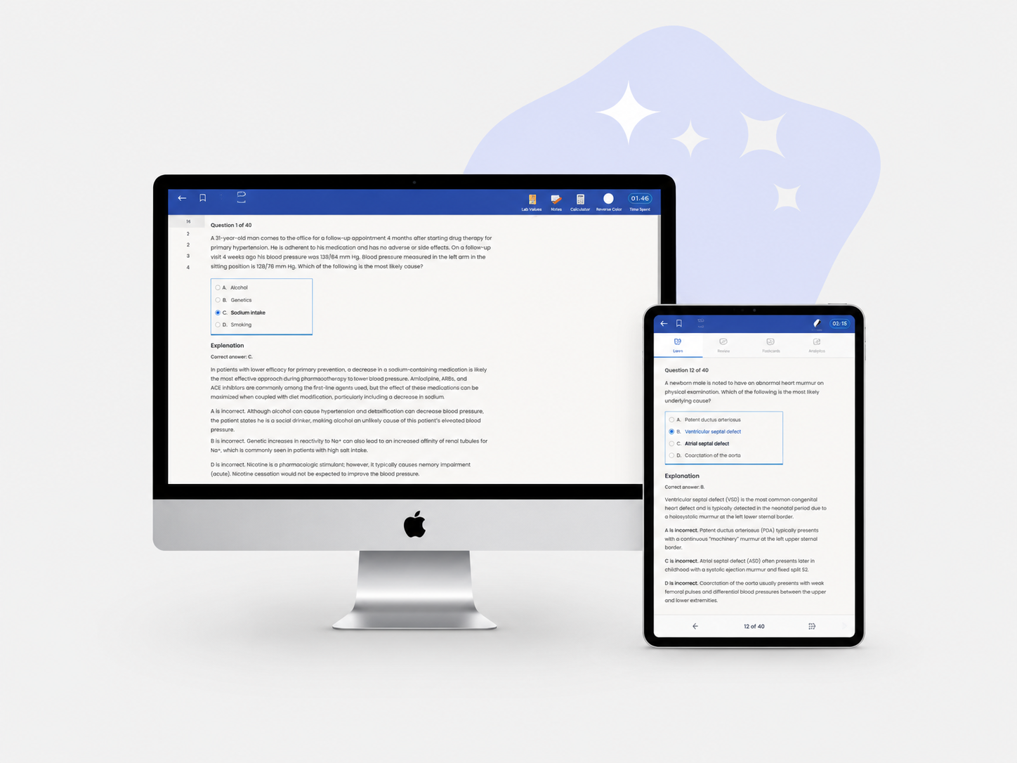 SmashUSMLE Qbank practice questions on desktop and tablet