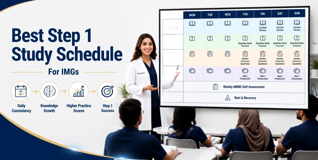 Best Study Schedules for IMGs Preparing for Step 1 with physician educator teaching international medical graduates how to organize an effective daily study plan
