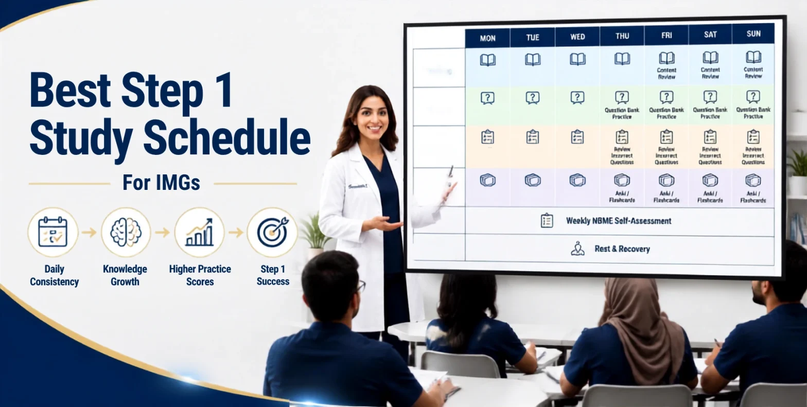 Best Study Schedules for IMGs Preparing for Step 1 with physician educator teaching international medical graduates how to organize an effective daily study plan