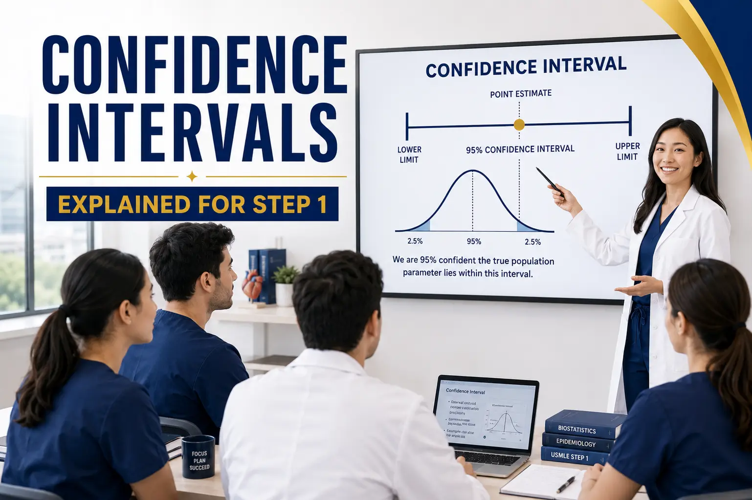 Confidence Intervals Explained for Step 1 with physician teaching USMLE biostatistics and confidence interval interpretation.