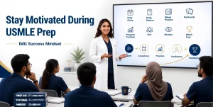How IMGs can stay motivated during USMLE prep with a physician mentor encouraging a medical student following a structured study plan toward residency success.