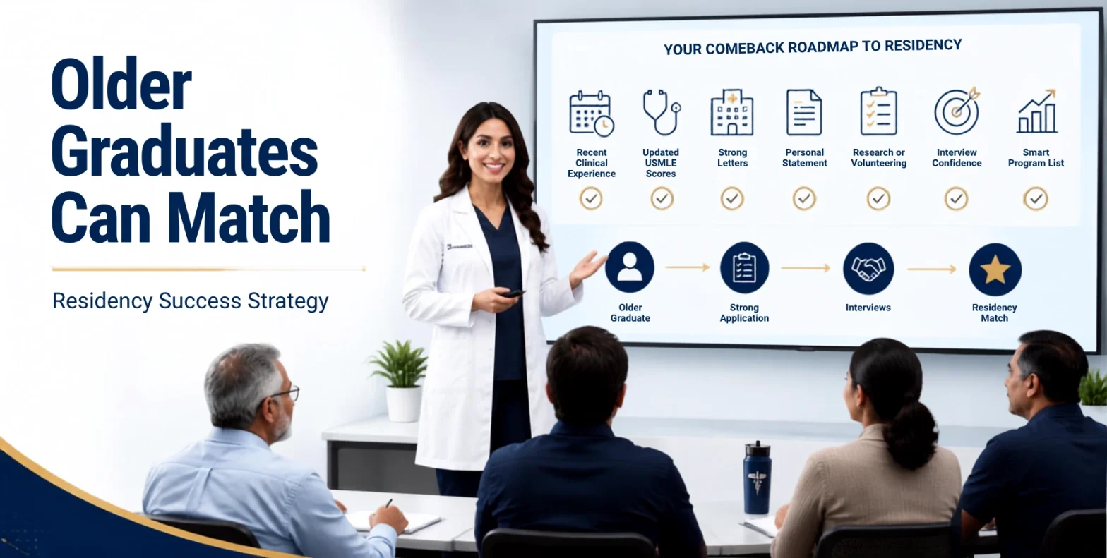How Older Graduates Can Still Match Into Residency with physician educator teaching older international medical graduates how to strengthen their residency application