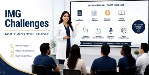 International medical graduates learning strategies to overcome hidden IMG challenges during USMLE preparation and the residency match process.