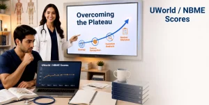 International medical graduate overcoming a UWorld and NBME score plateau with guidance from a physician mentor during USMLE preparation.